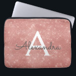 Rosa ros Guld Gnistra Modern Monogram Namn Laptop Sleeve<br><div class="desc">Sleeven Rosa ros Guld Gnistra Modern Monogram Namn. Den här sleeven kan anpassas så att den omfattar ditt första och första namn.</div>