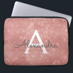 Rosa ros Guld Gnistra Modern Monogram Namn Laptop Sleeve<br><div class="desc">Sleeven Rosa ros Guld Gnistra Modern Monogram Namn. Den här sleeven kan anpassas så att den omfattar ditt första och första namn.</div>