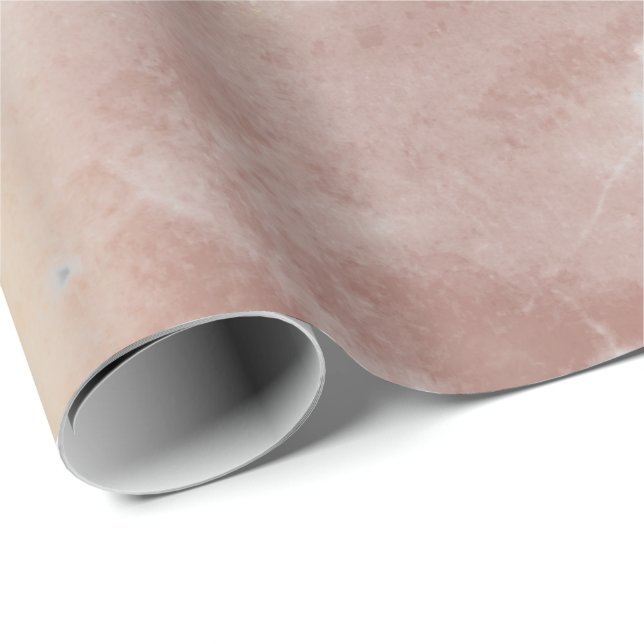 Rosa ros Guld Grungy Copper Marble Stone Brushes Presentpapper (Rullad Hörn)