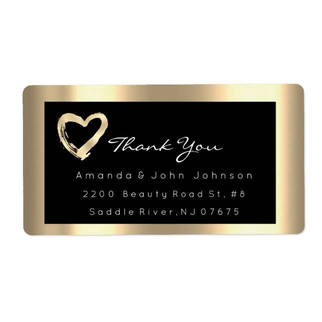 Rosa ros Guld Heart  Black OSA Framad Fraktsedel (Framsidan)