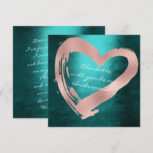 Rosa ros Guld Heart Teal kommer du att bli gradera Inbjudningar (Fram/baksida)