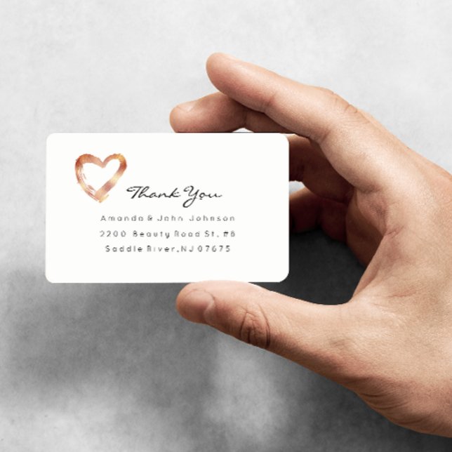 Rosa ros Guld Heart  White Anpassningsbar Tack Fraktsedel (Skapare uppladdad)