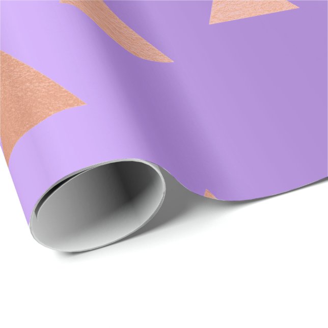Rosa ros Guld koppargeometri Triangles Lila Presentpapper (Rullad Hörn)