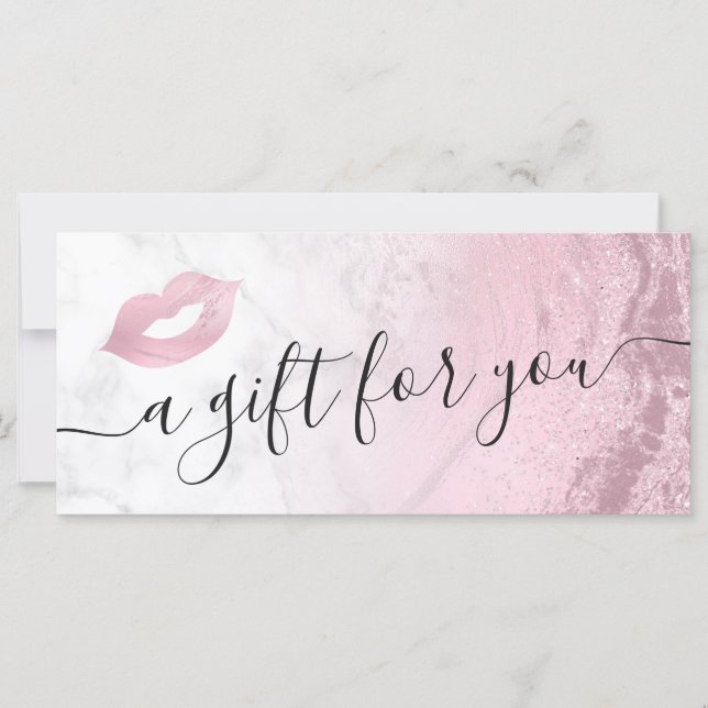 Rosa ros guld läppar marmorkonstnär i glitter (Framsida)