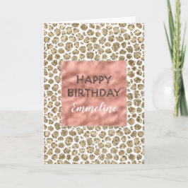Rosa ros Guld Leopard Skriv ut Glitter Kort