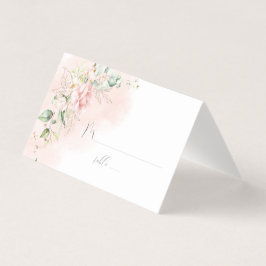 Rosa ros Guld Löv Greenery Bröllop Place Card Kort