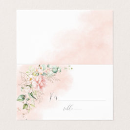 Rosa ros Guld Löv Greenery Bröllop Place Card Kort