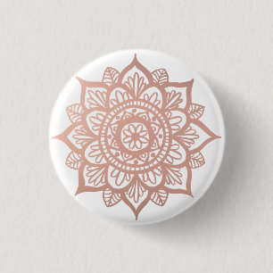 Rosa ros Guld Mandala Flower Knapp