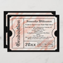 Rosa ros Guld Marble Modern Studenten Biljett Inbjudningar