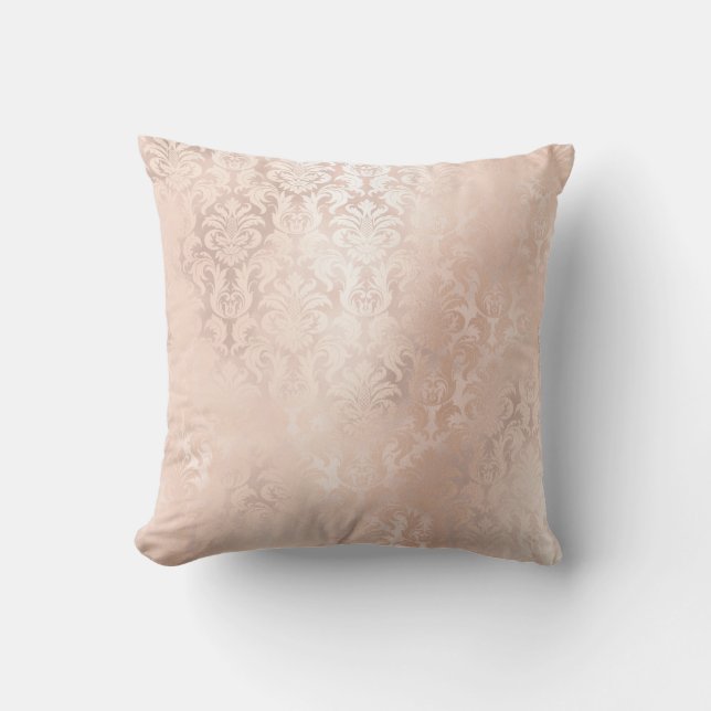 Rosa ros Guld Metallic Damask Royal Antonietta Kudde (Framsida)