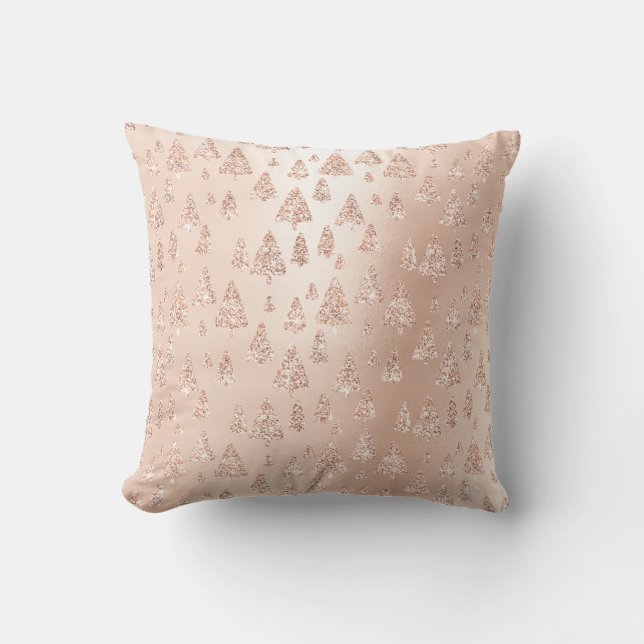 Rosa ros Guld Metallic Glitter Julgran Lux Kudde (Framsida)