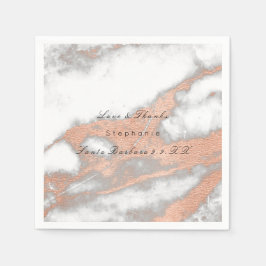 Rosa ros Guld Metallic  Marble Bröllop Pappersservett