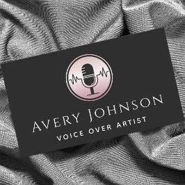 Rosa ros Guld Microphone Logotyp Voice over Artist Visitkort