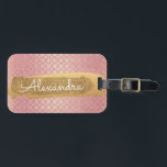 Rosa ros Guld Mönster Elegant Namn Bagagebricka<br><div class="desc">Märkrn Rosa ros Gold Foil Animal Print Mönster Namn Modern Luggage Bag Bag med Faux Sparkles och Glitter. Den här väskan är märkre för Back to school,  Arbete eller Resning.</div>