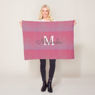 rosa ros Guld Ombre Girly Monogram Initial Namn Fleecefilt