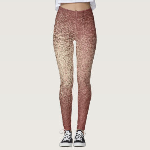 Rosa ros Guld Powder Glitter Sparkly Glam Black Leggings