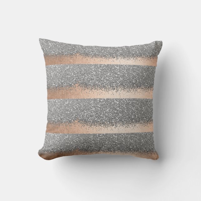 Rosa ros Guld Powder Silver Glitter Rand Kudde (Framsida)