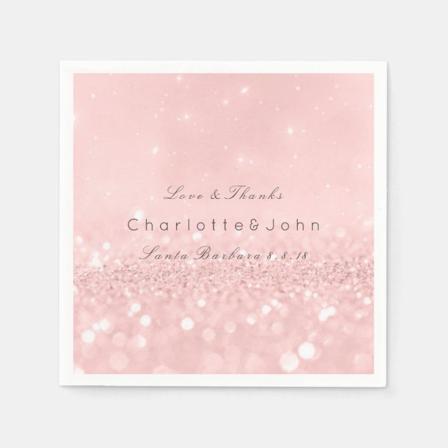 Rosa ros Guld Powder Sparkly Glitter Anpassningsba Pappersservett (Framsidan)