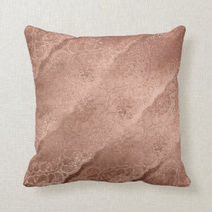 Rosa ros Guld Pulder Blommigt Snöre Glam Pillow Kudde