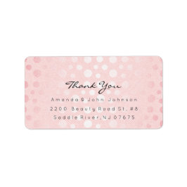Rosa ros Guld-punkter Penseldrag, Tack Adressetikett