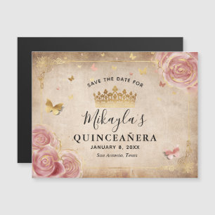 Rosa ros Guld Quince Spara datum magneter