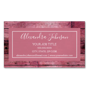 Rosa ros Guld Rustic Girly Wood Magnetiska Visitkort