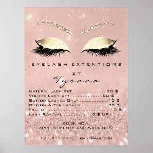Rosa ros Guld Smala Öga, prisutjämning Poster