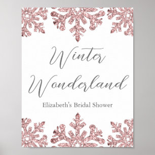 Rosa ros Guld Snowflake Winter Möhippa Poster