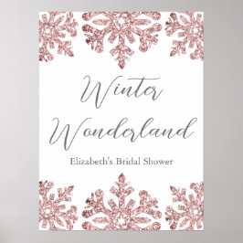 Rosa ros Guld Snowflake Winter Möhippa Poster