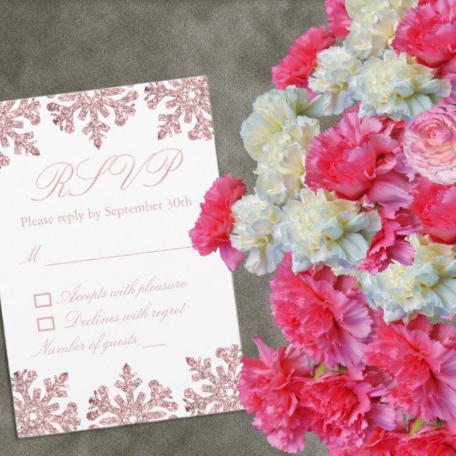 Rosa ros Guld Snowflake Winter Sweet 16 OSA Kort (Skapare uppladdad)