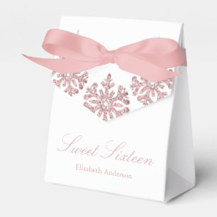 Rosa ros Guld Snowflake Winter Sweet 16 Presentaskar