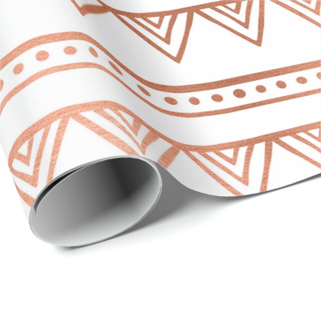 Rosa ros Guld  stammen Rand Linjer Presentpapper (Rullad Hörn)