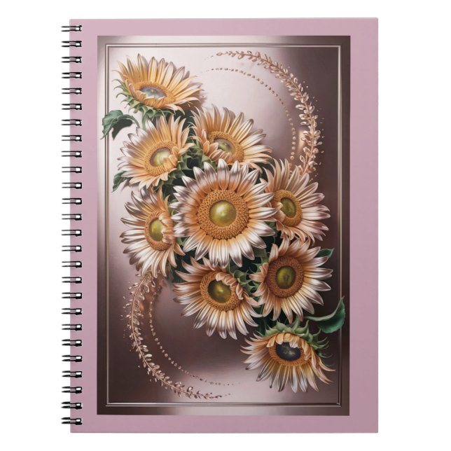 Rosa ros Guld Sunrows Metallic Rosa Notebook Anteckningsbok (Framsidan)