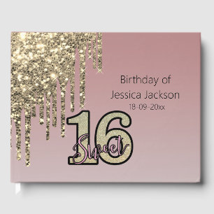 Rosa ros Guld Sweet sixteen Gästböcker