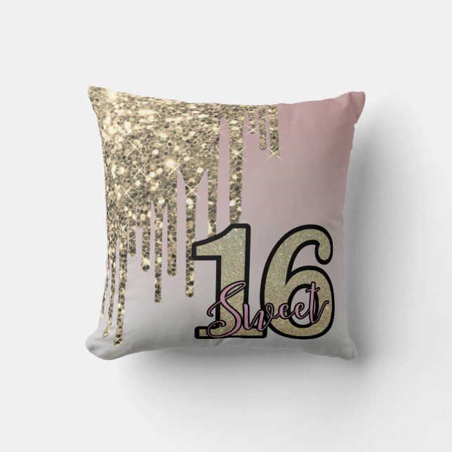  Rosa ros Guld Sweet sixteen Kudde (Framsida)