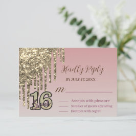 Rosa ros Guld Sweet sixteen OSA Kort