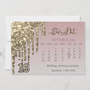 Rosa ros Guld Sweet sixteen Spara Datumet