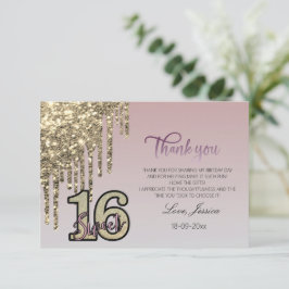Rosa ros Guld Sweet sixteen Tack Kort