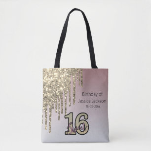 Rosa ros Guld Sweet sixteen Tygkasse