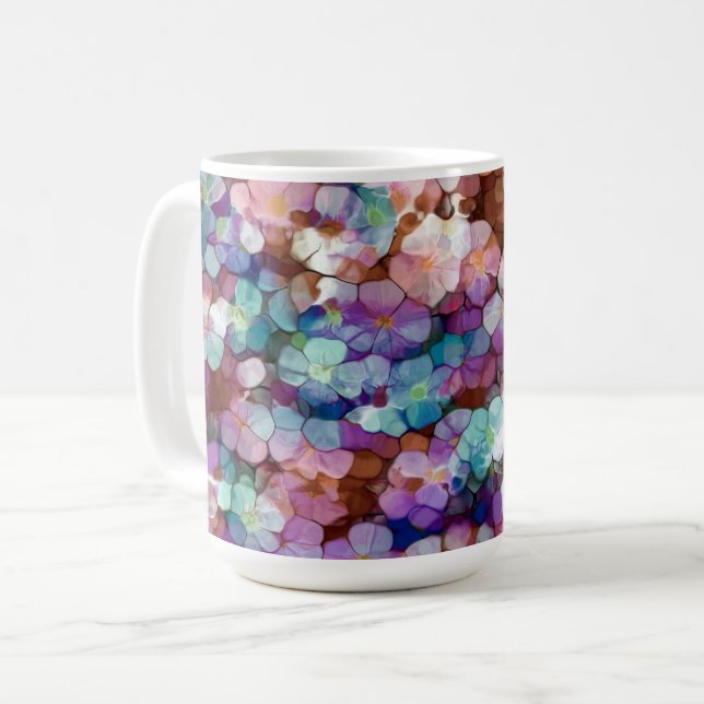 Rosa ros Guld Teal Mosaic Millefiori Flowers Kaffemugg (Framsida vänster)