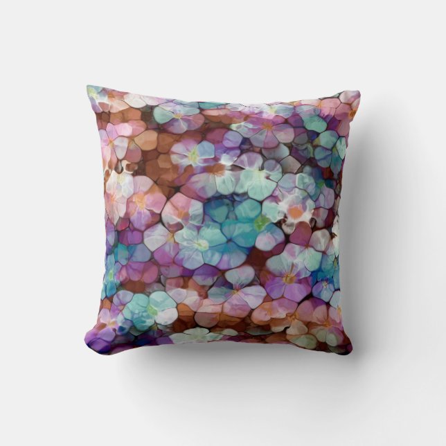 Rosa ros Guld Teal Mosaic Millefiori Flowers Kudde (Framsida)