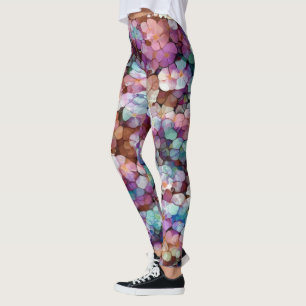 Rosa ros Guld Teal Mosaic Millefiori Flowers Leggings
