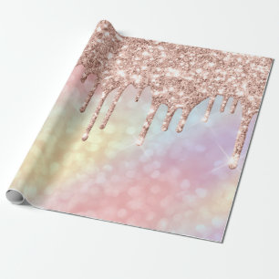 Rosa ros Guld Unicorn HolographDrip Glitter Presentpapper