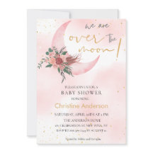 Rosa ros guld Vi är över Måne babyduschen