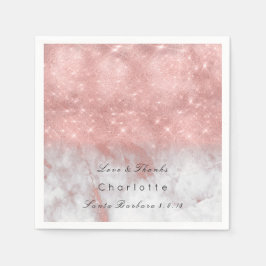 Rosa ros Guld  vita Gråttet Marble Party Lux Pappersservett