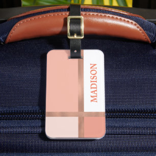 Rosa ros-guldfärgsblocket Rand Färg Bagagebricka
