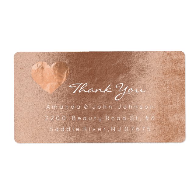 Rosa ros guldfoil Heart Stroke Tack Fraktsedel (Framsidan)