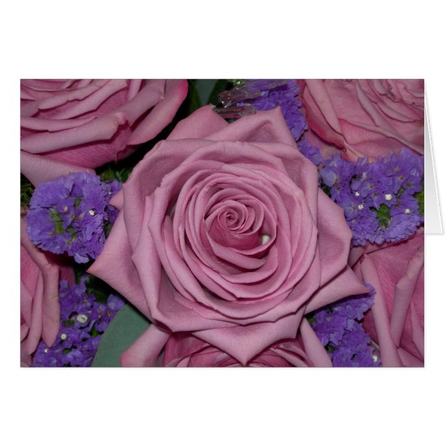 rosa ros hälsningskort (Framsidan Horizontal)