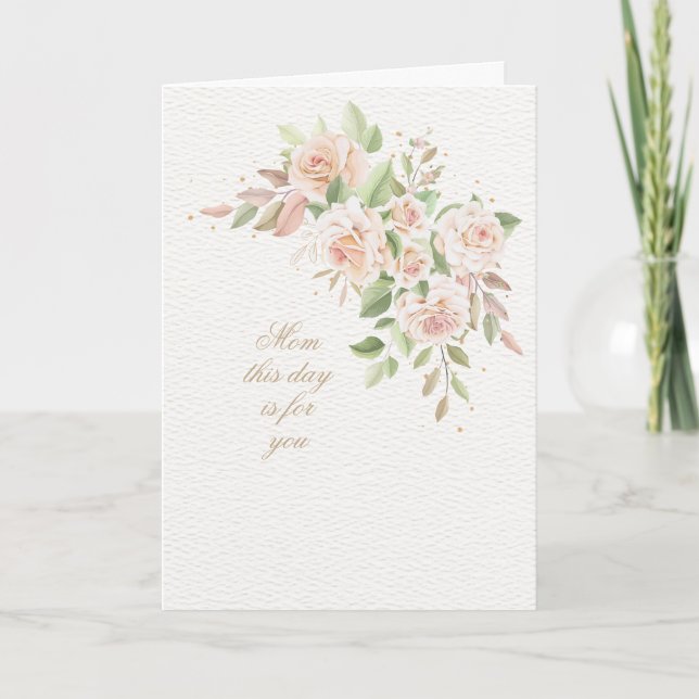 Rosa Ros Halvmåne Morsdag Gratulationskort Kort (Framsida)