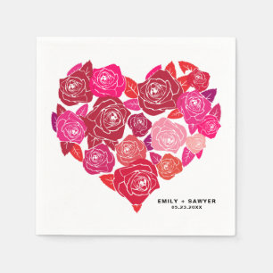 Rosa ros Heart Cluster Personligt bröllp Pappersservett